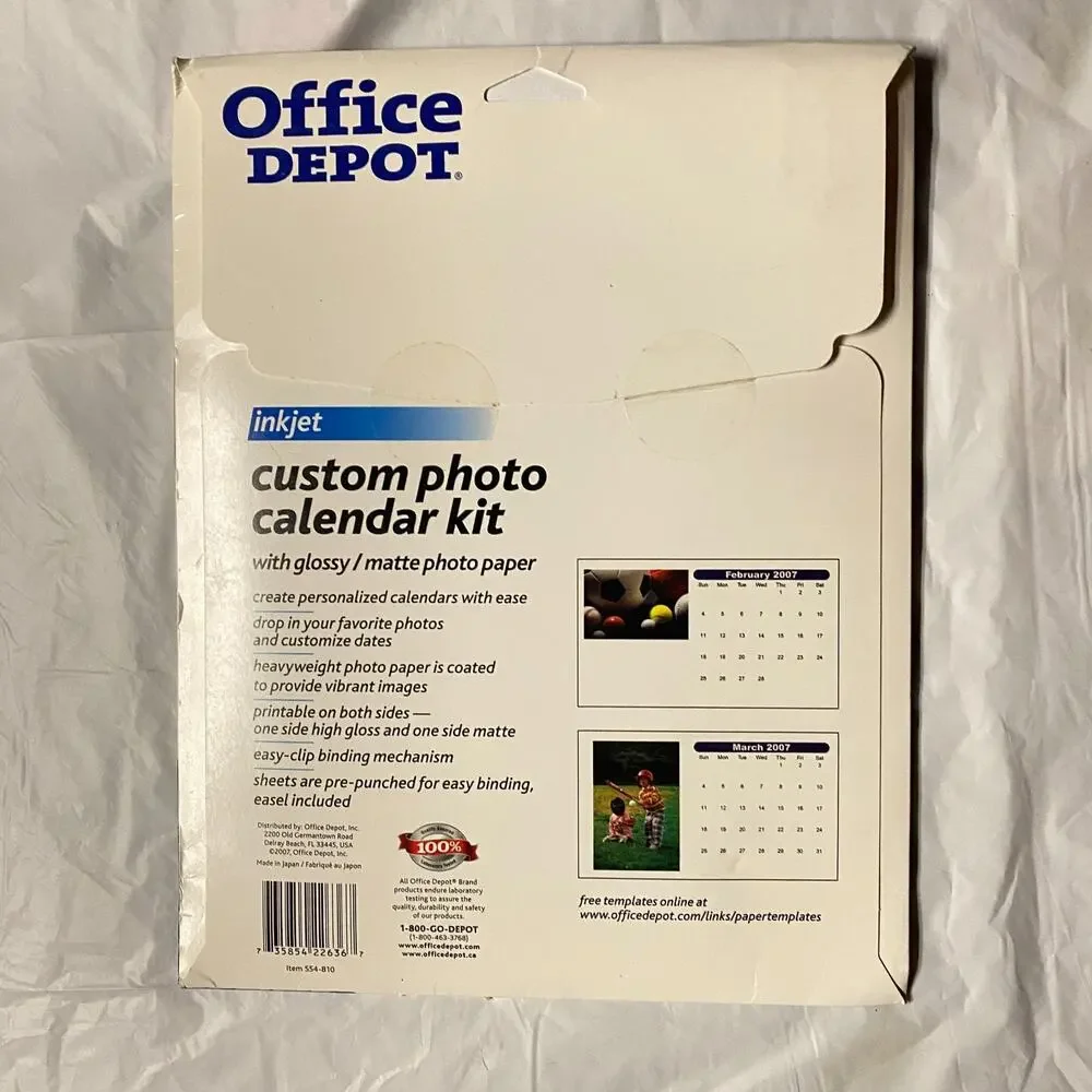 Office Depot New InkJet Custom Photo Calendar Kit Glossy/Matte 5.5